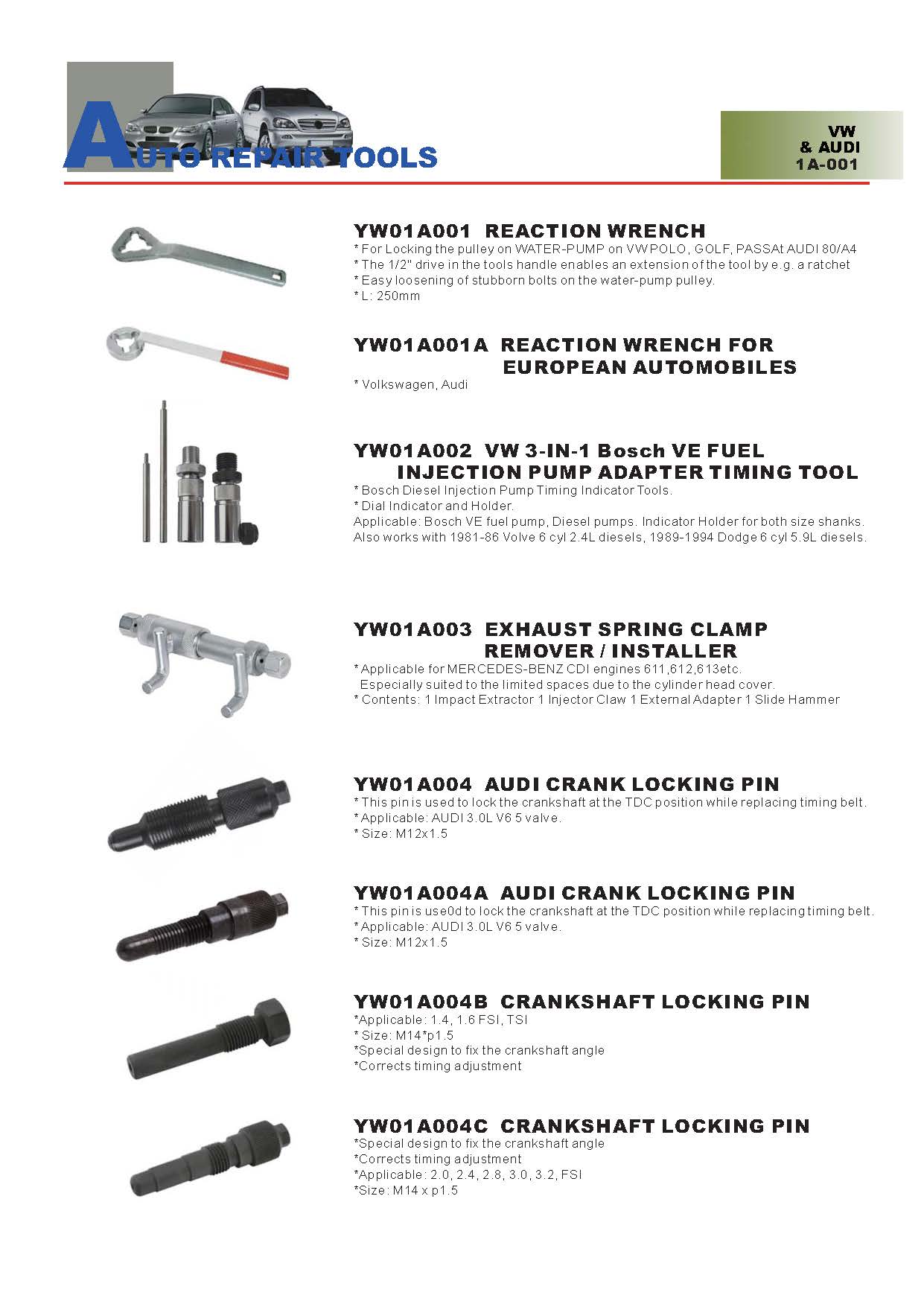 Years Way Auto Repair Tools - VW & AUDI Special Tools