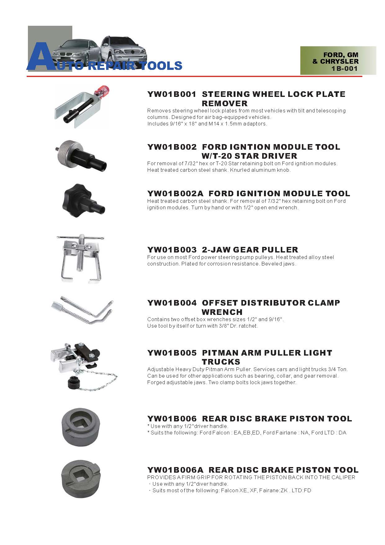Years Way Auto Repair Tools - Ford, GM & Chrysler Special Tools