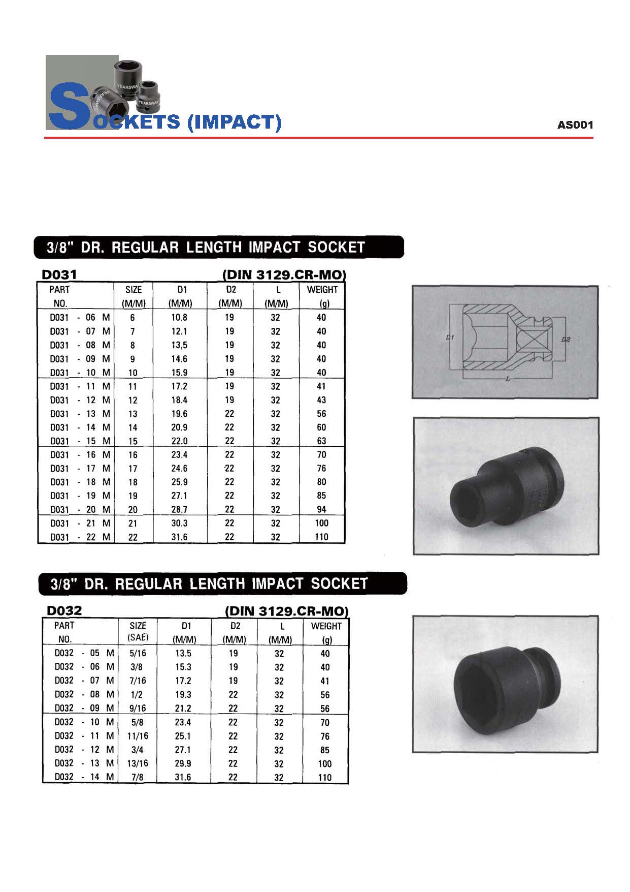 Years Way Air Impact Sockets - 3/8