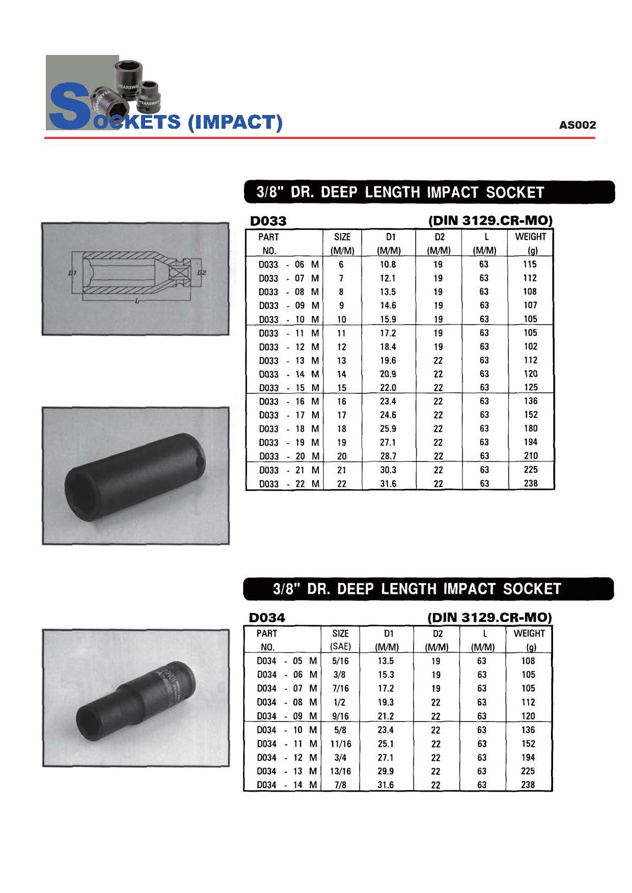 Years Way Air Impact Sockets - 3/8