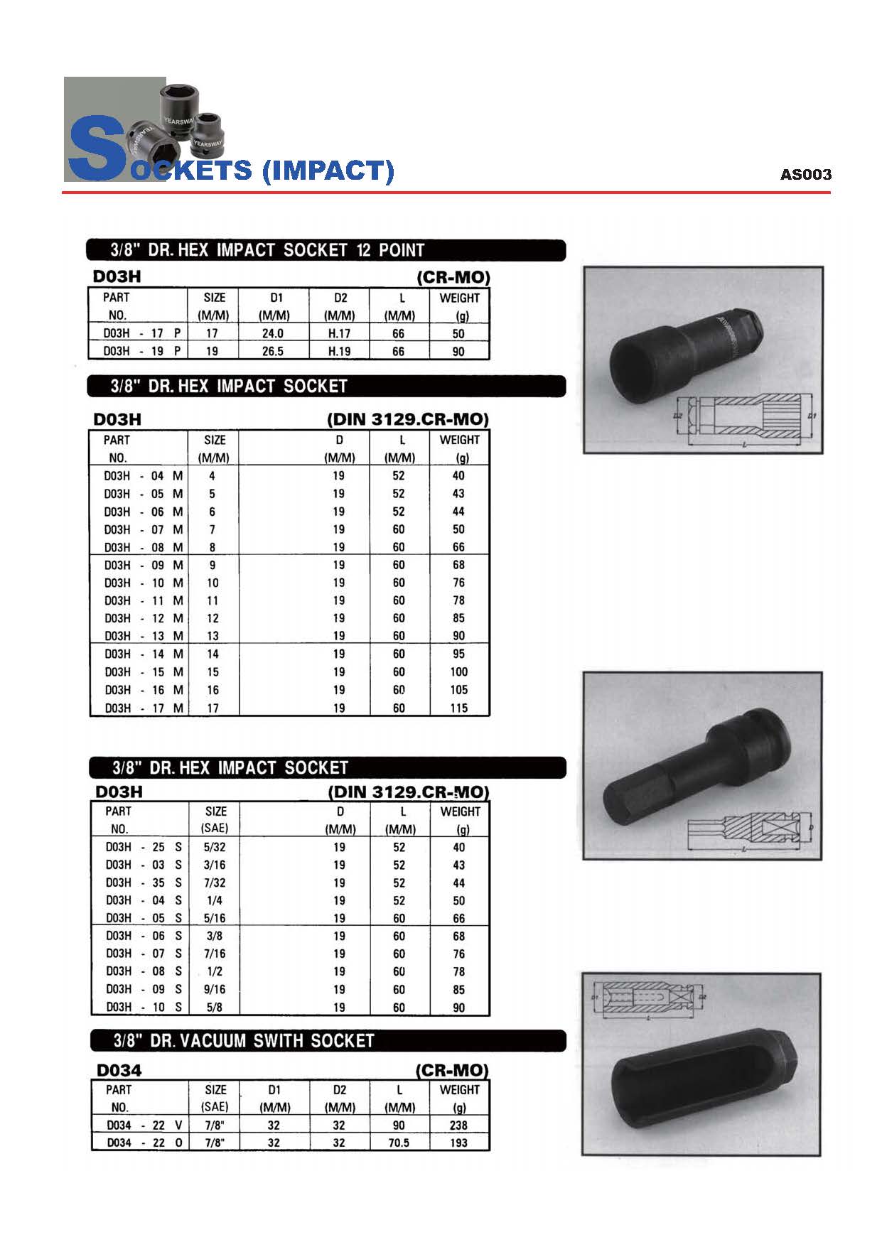 Years Way Air Impact Sockets - 3/8