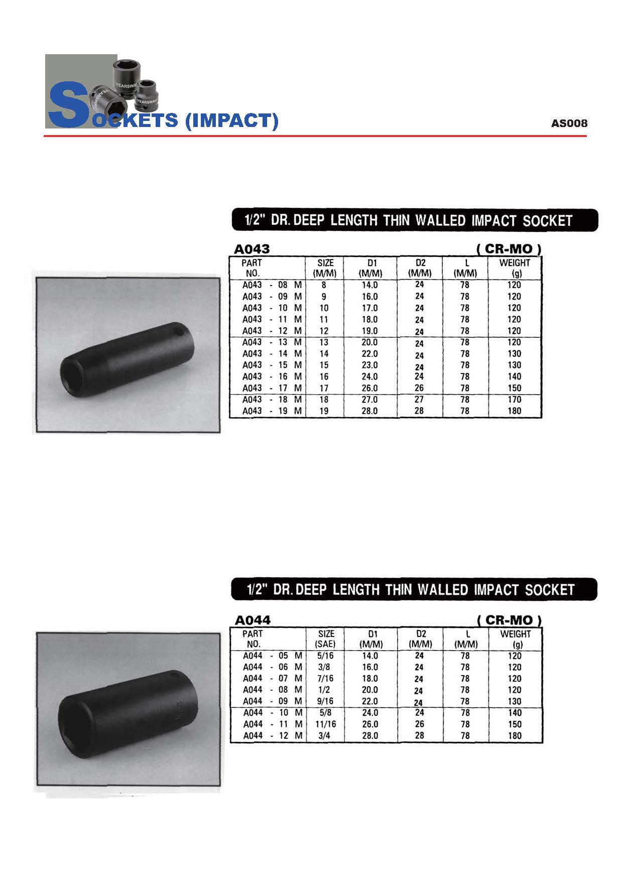 Years Way Air Impact Sockets - 3/8