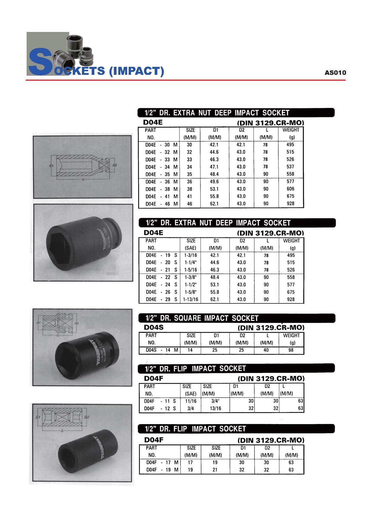 Years Way Air Impact Sockets - 3/8