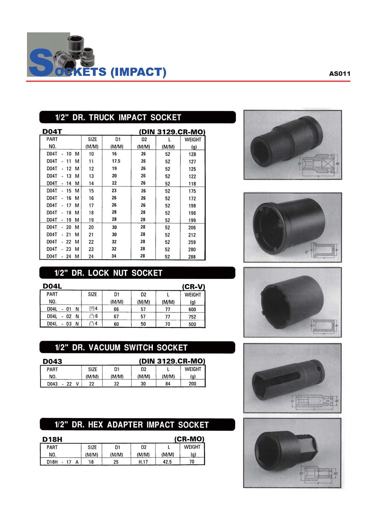 Years Way Air Impact Sockets - 3/8