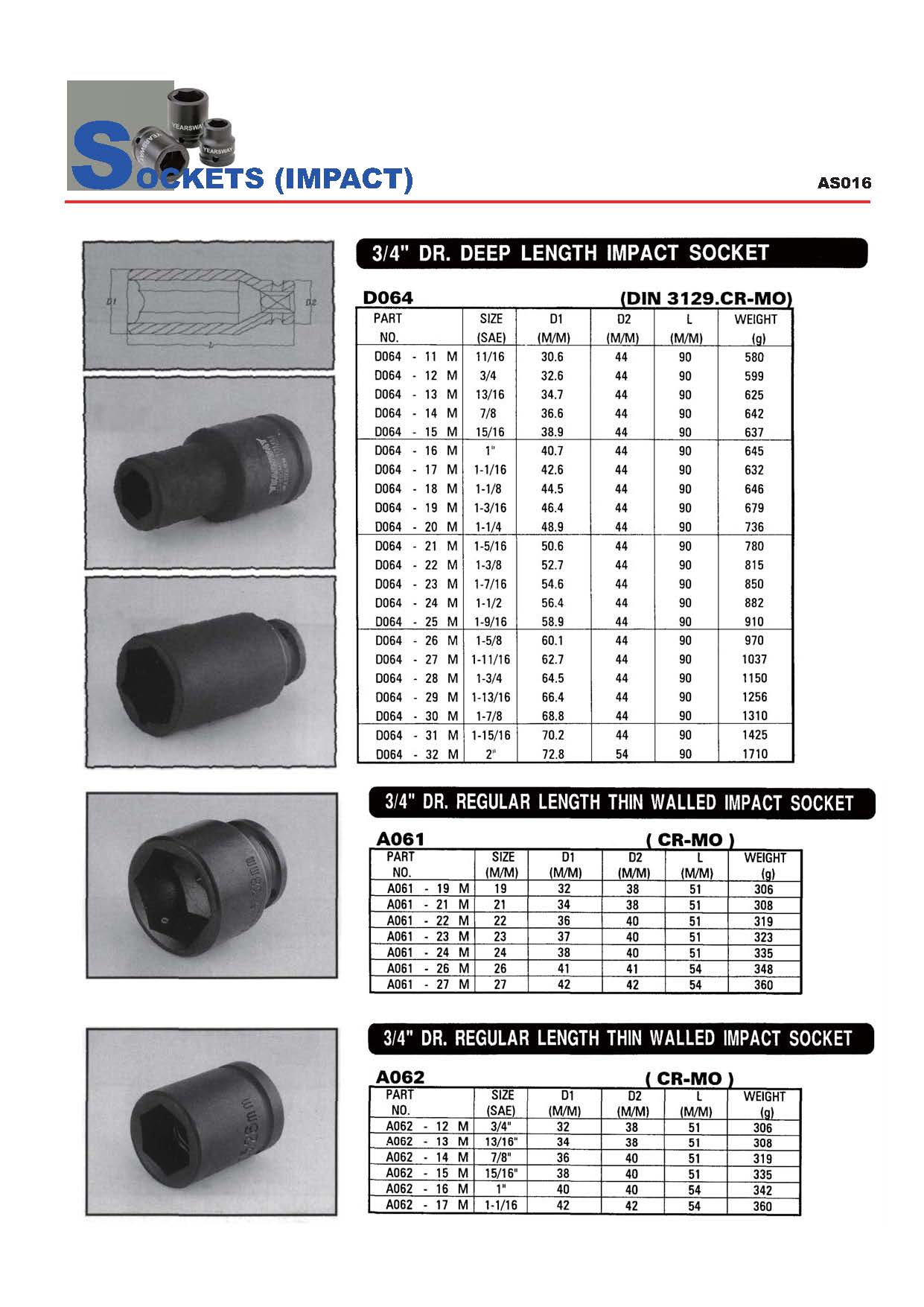 Years Way Air Impact Sockets - 3/8