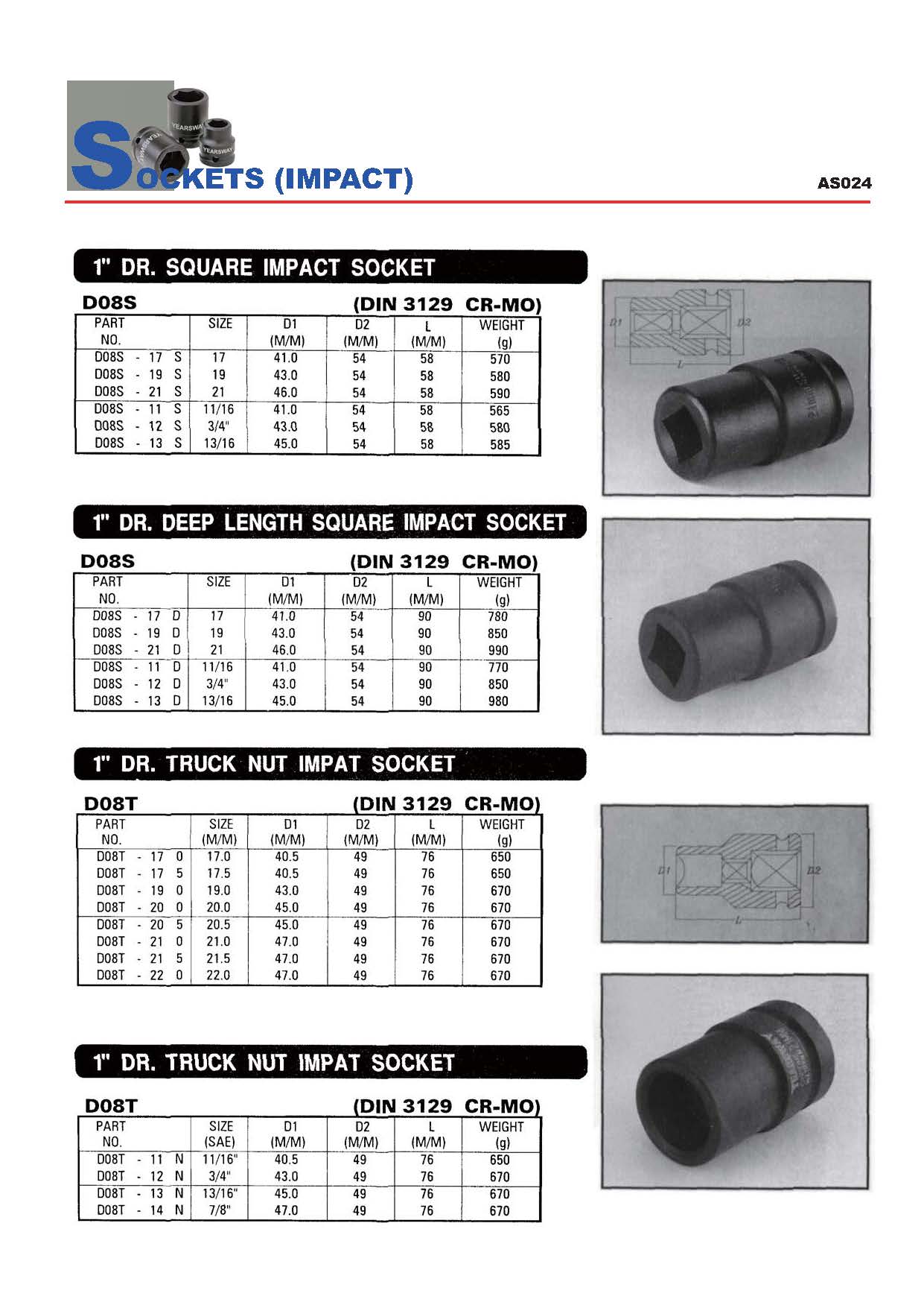 Years Way Air Impact Sockets - 3/8