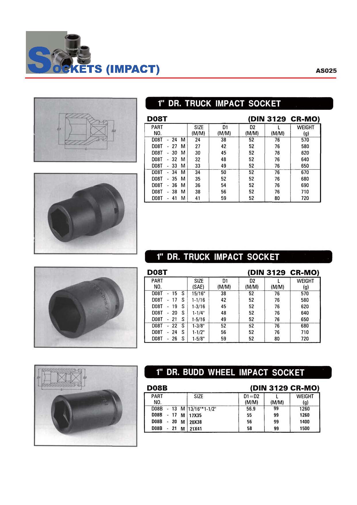 Years Way Air Impact Sockets - 3/8