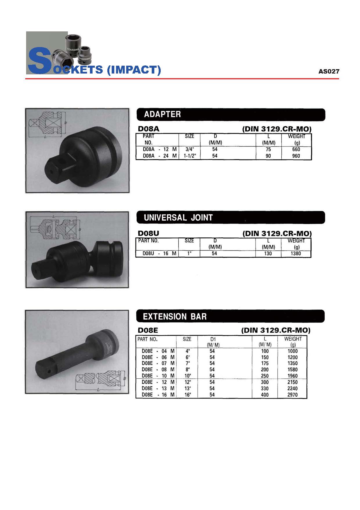 Years Way Air Impact Sockets - 3/8